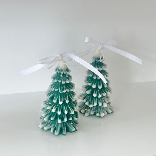 Handmade Scented Glitter Christmas Tree Pillar Candle