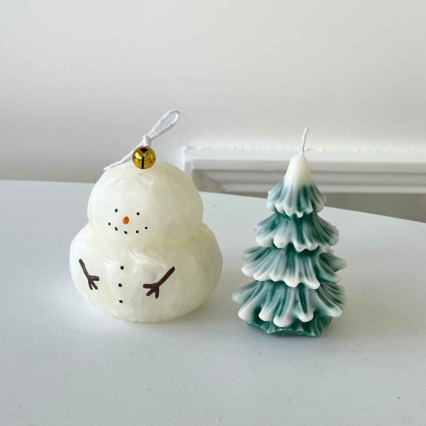 Handmade Scented Snowman and Christmas Tree 2in1 set Pillar Candle