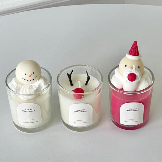 Handmade Scented Snowman Santa Rudolph Container Candle