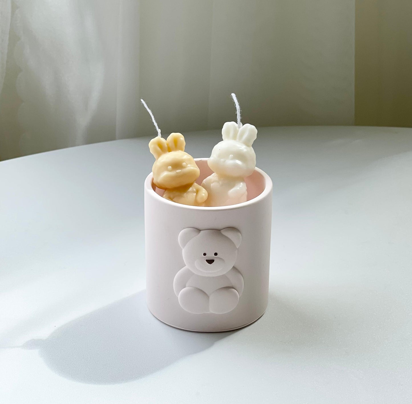 Handmade Korea Teddy Bear Jesmonite Container Penholder