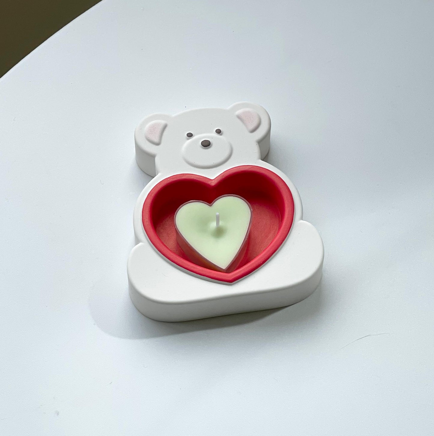 Handmade Heart Bear Jesmonite Tealight Candle Holder Jewerly Tray