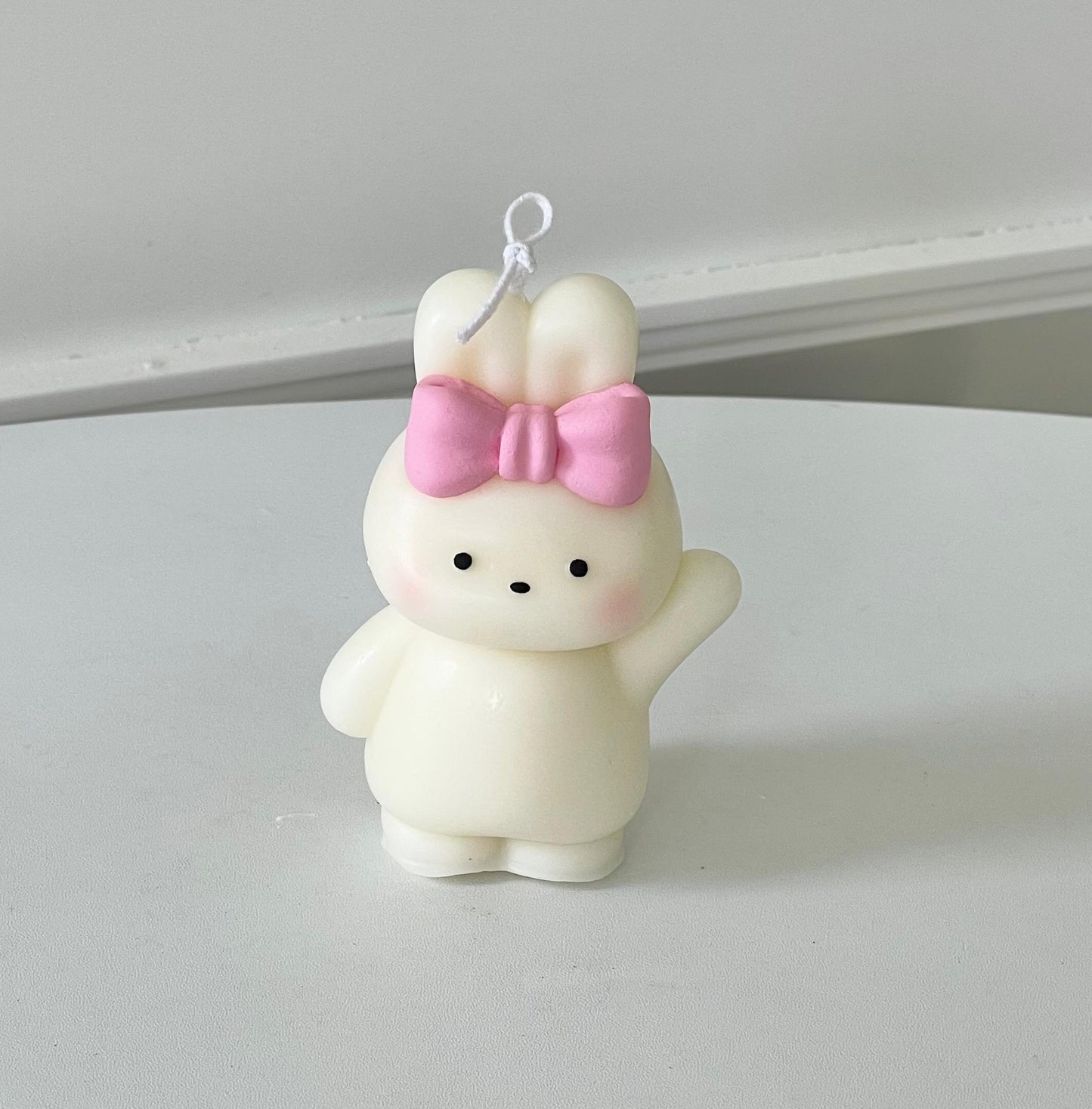 Handmade Ribbon Bunny Pillar Candle