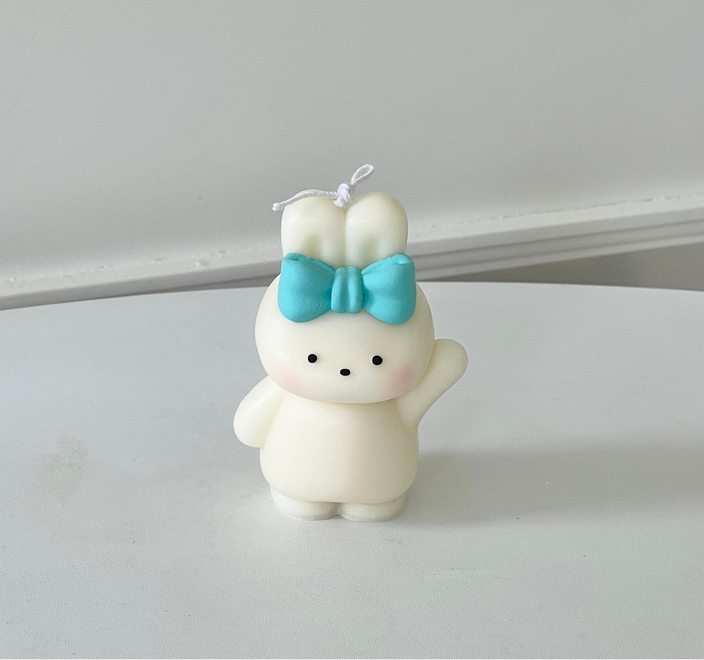 Handmade Ribbon Bunny Pillar Candle