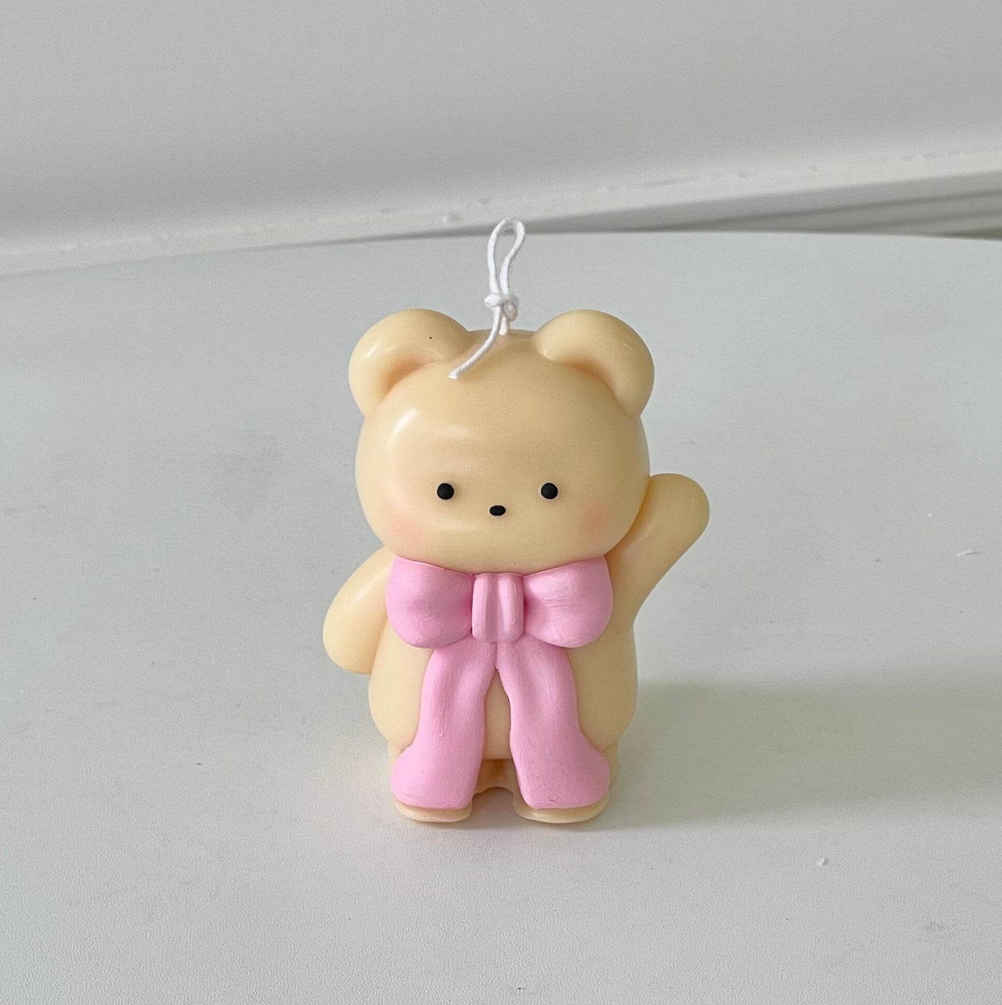 Handmade Ribbon Bear Pillar Candle