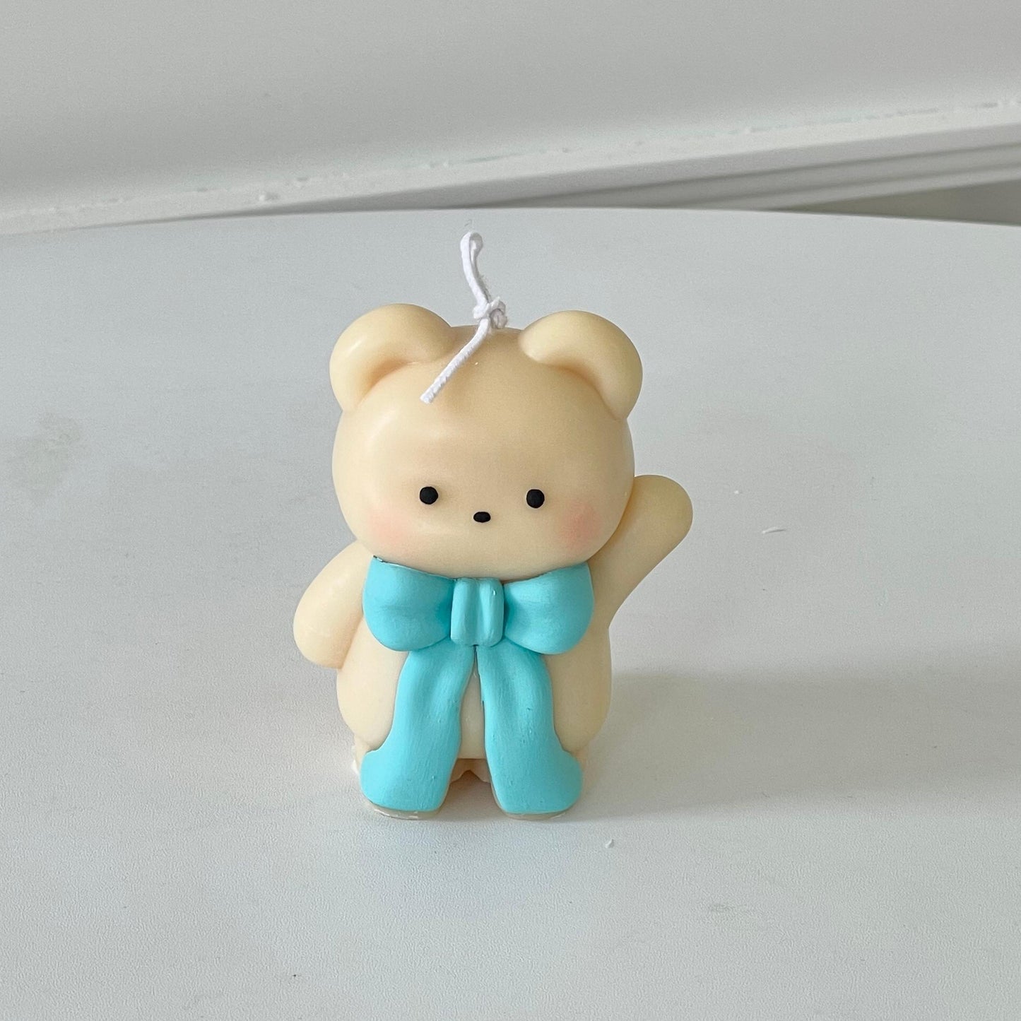 Handmade Ribbon Bear Pillar Candle