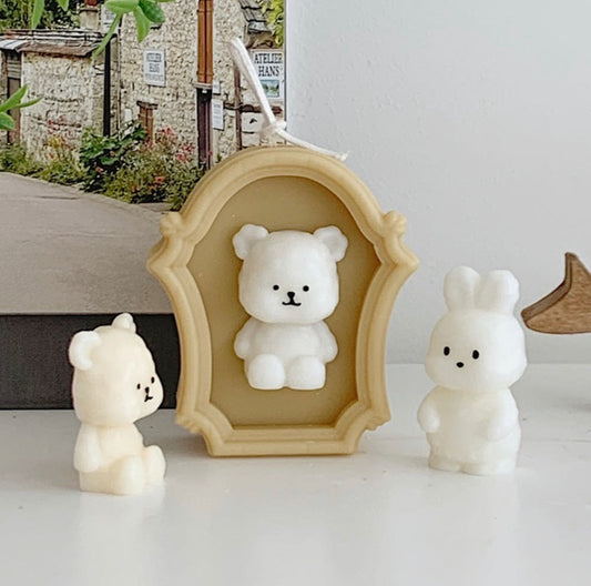 2in1 Bbogom Bear / Bunny 2D Candle Aroma Stone Mold