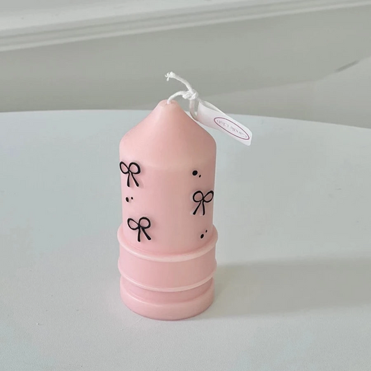 Handmade Scented Ribbon Pillar Candle