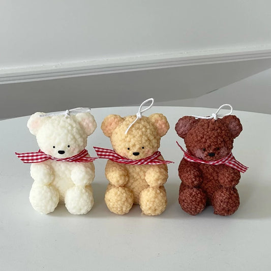 Handmade Scented Teddy Bear Pillar Candle
