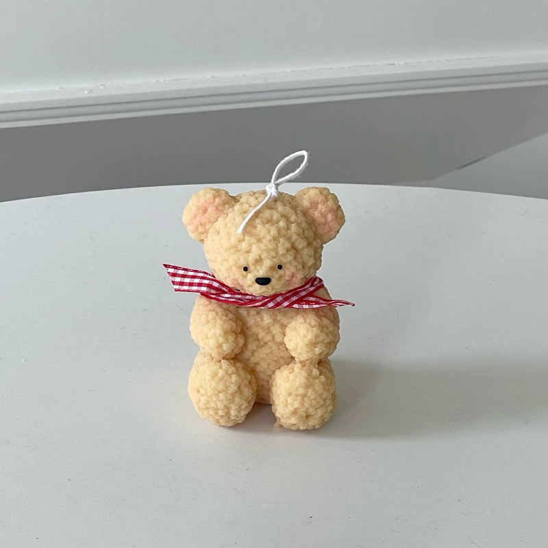 Handmade Scented Teddy Bear Pillar Candle