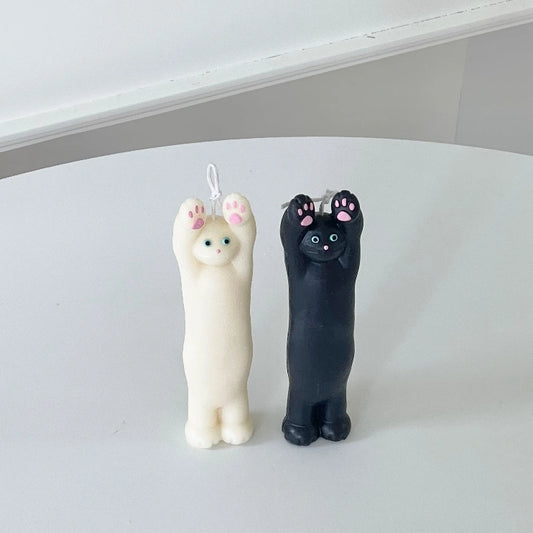 Handmade Scented Hands Up Cat Pillar Candle