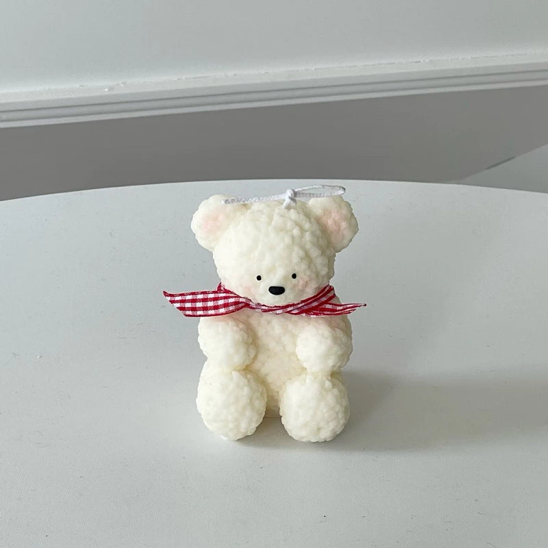 Handmade Scented Teddy Bear Pillar Candle