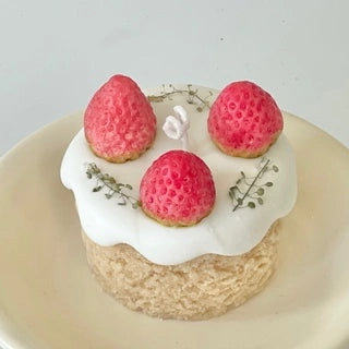 Handmade Scented Strawberry Chiffon Cake Pillar Candle