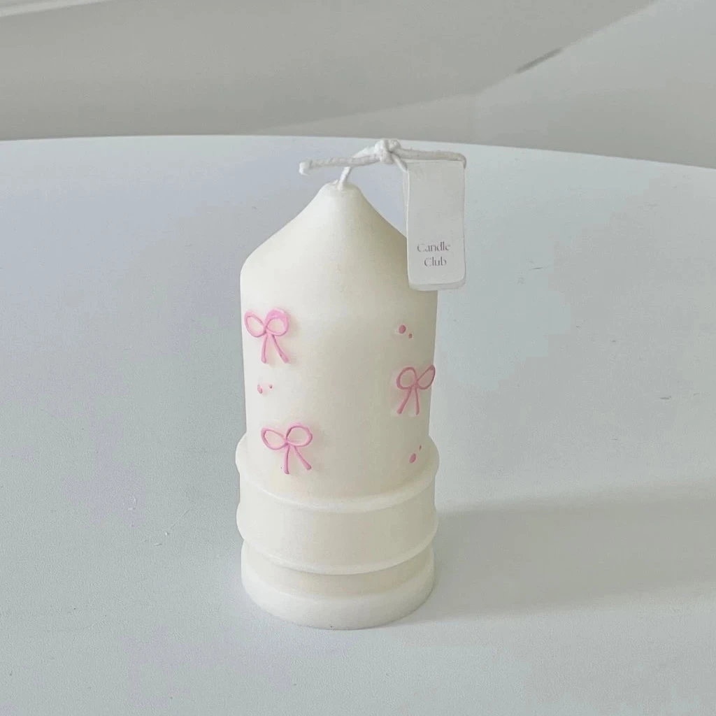 Handmade Scented Ribbon Pillar Candle