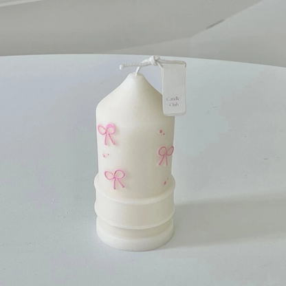 Handmade Scented Ribbon Pillar Candle